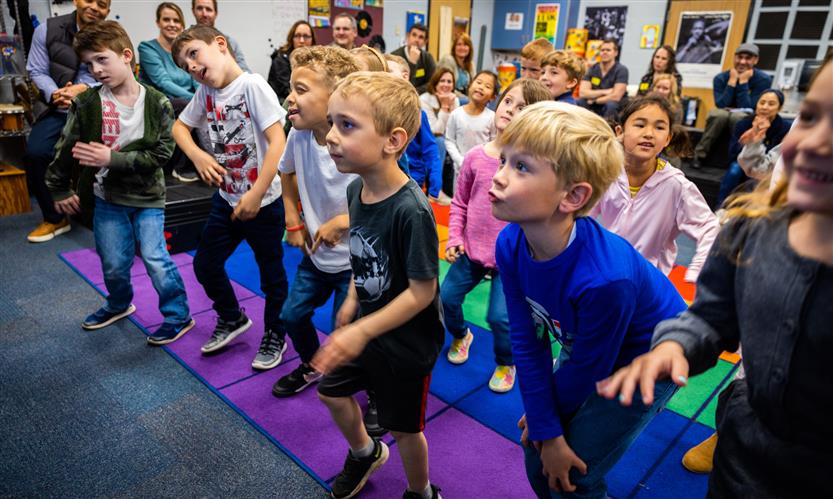 Students dance in music class